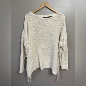 Lauren Ralph Lauren women’s small/medium cream sweater fringe cotton blend Boho